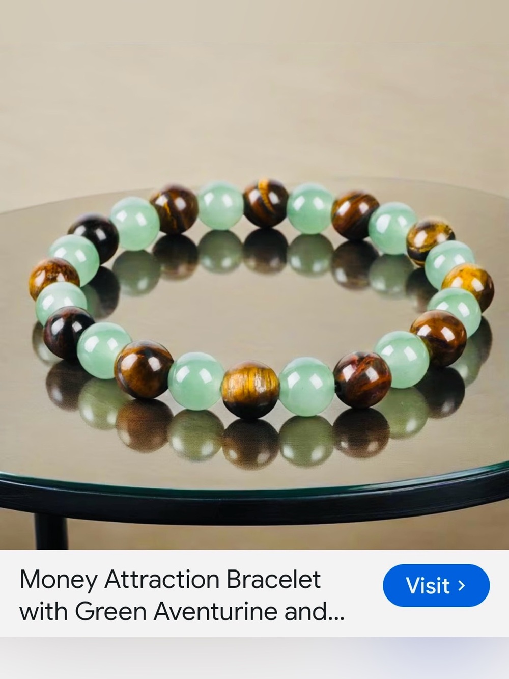 #3244*Unisex’s Green Aventurine and Tiger Eye Beaded Bracelet